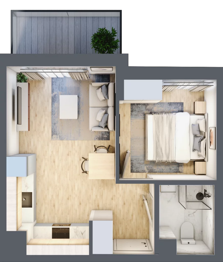 2 pokoje, mieszkanie 32,36 m², piętro 4, oferta nr C/42, Metro Zachód 8 bud. A, C, Warszawa, Bemowo, Chrzanów, ul. Szeligowska