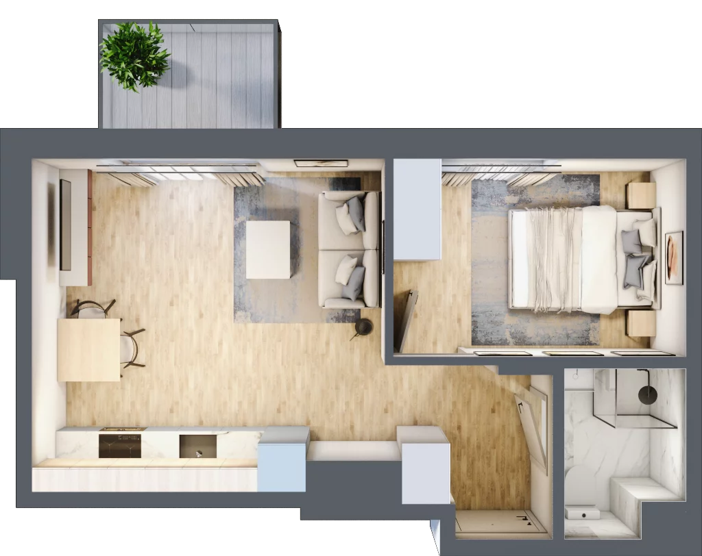 2 pokoje, mieszkanie 34,05 m², piętro 4, oferta nr C/40, Metro Zachód 8 bud. A, C, Warszawa, Bemowo, Chrzanów, ul. Szeligowska