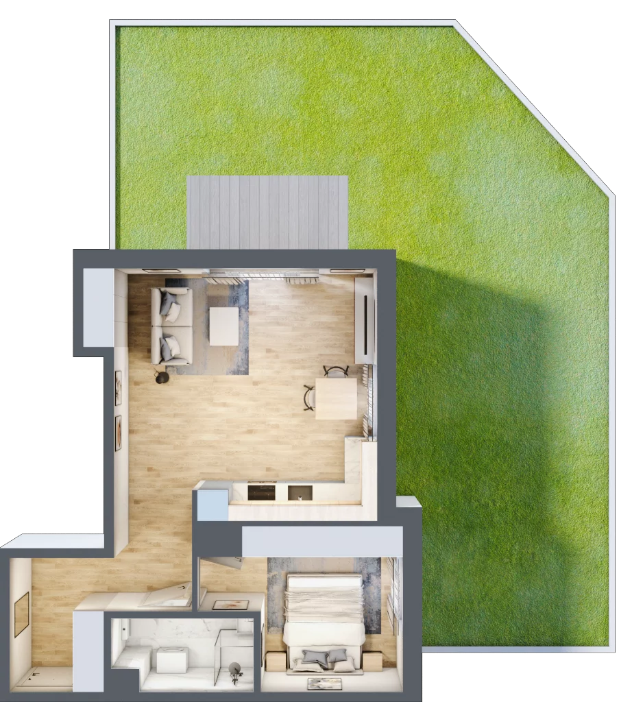 2 pokoje, mieszkanie 47,31 m², parter, oferta nr C/4, Metro Zachód 8 bud. A, C, Warszawa, Bemowo, Chrzanów, ul. Szeligowska