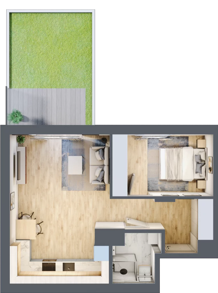 2 pokoje, mieszkanie 43,51 m², parter, oferta nr C/1, Metro Zachód 8 bud. A, C, Warszawa, Bemowo, Chrzanów, ul. Szeligowska
