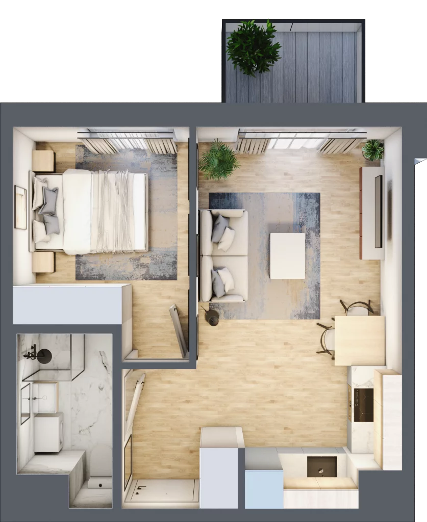 2 pokoje, mieszkanie 34,24 m², piętro 1, oferta nr C/55, Metro Zachód 8 bud. A, C, Warszawa, Bemowo, Chrzanów, ul. Szeligowska