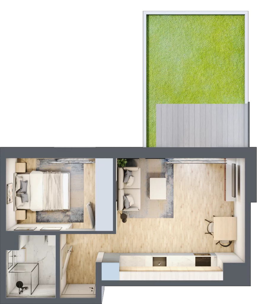 2 pokoje, mieszkanie 34,06 m², parter, oferta nr C/51, Metro Zachód 8 bud. A, C, Warszawa, Bemowo, Chrzanów, ul. Szeligowska