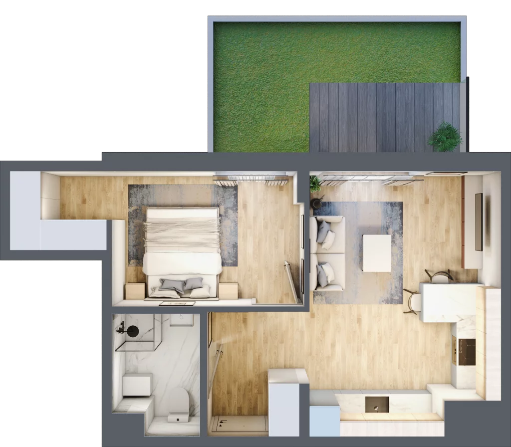 2 pokoje, mieszkanie 41,08 m², parter, oferta nr C/2, Metro Zachód 8 bud. A, C, Warszawa, Bemowo, Chrzanów, ul. Szeligowska