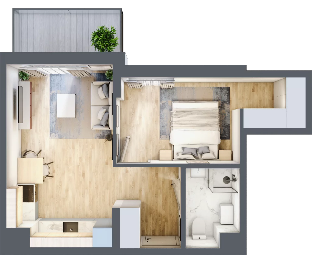2 pokoje, mieszkanie 39,85 m², piętro 1, oferta nr C/61, Metro Zachód 8 bud. A, C, Warszawa, Bemowo, Chrzanów, ul. Szeligowska