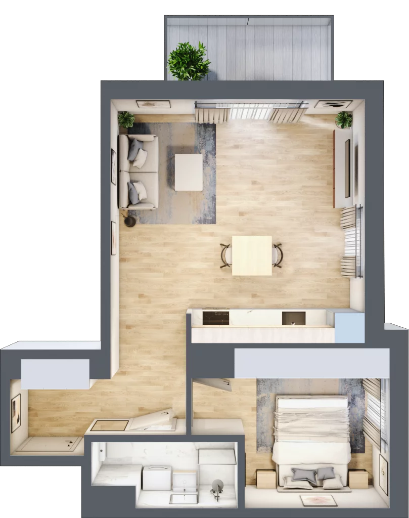 2 pokoje, mieszkanie 45,21 m², piętro 3, oferta nr C/34, Metro Zachód 8 bud. A, C, Warszawa, Bemowo, Chrzanów, ul. Szeligowska