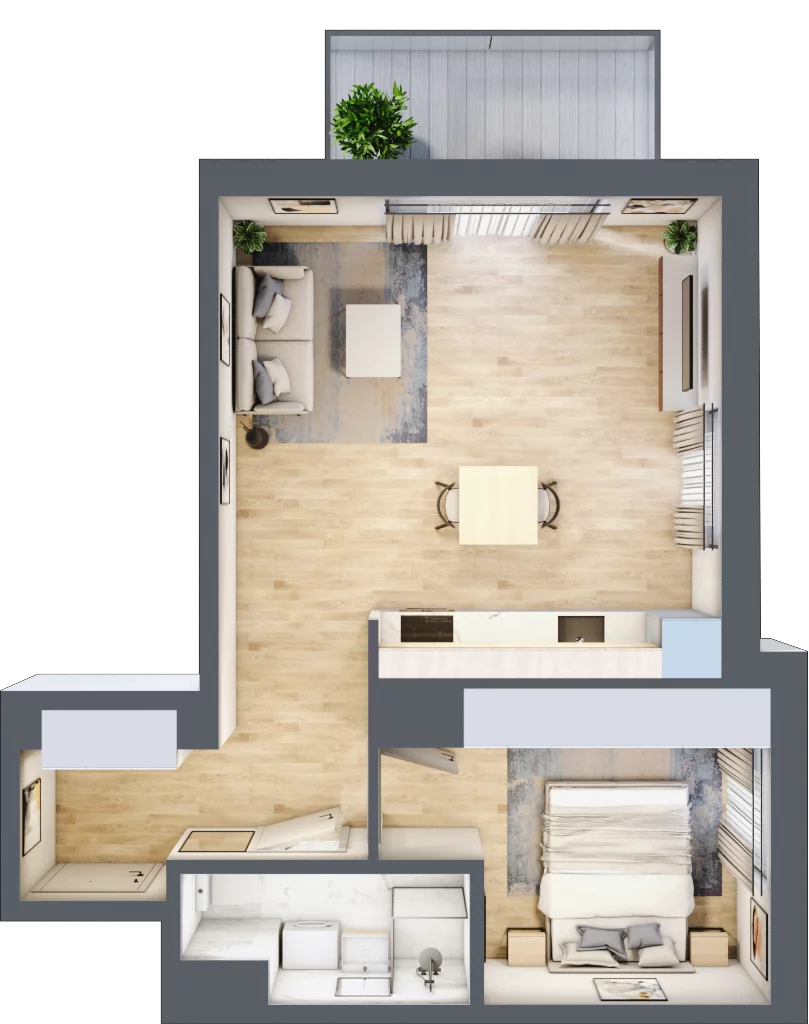 2 pokoje, mieszkanie 45,21 m², piętro 1, oferta nr C/14, Metro Zachód 8 bud. A, C, Warszawa, Bemowo, Chrzanów, ul. Szeligowska