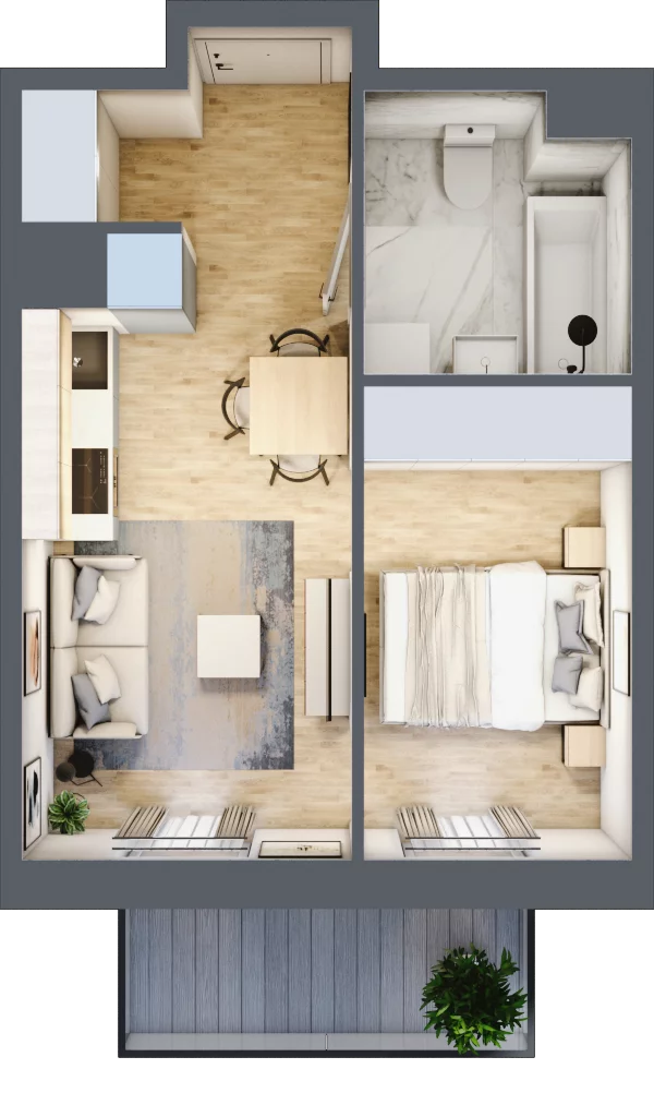 2 pokoje, mieszkanie 30,38 m², piętro 3, oferta nr F/42, Apartamenty Park Matecznego bud. F i G, Kraków, Podgórze, Mateczny, ul. Rydlówka / Nowoorawska