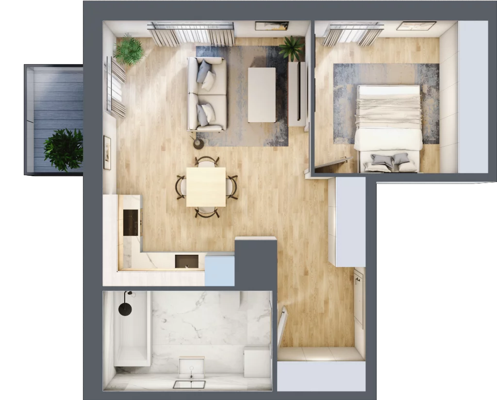 2 pokoje, apartament 45,75 m², piętro 1, oferta nr F/51, Apartamenty Park Matecznego bud. F i G, Kraków, Podgórze, Mateczny, ul. Rydlówka / Nowoorawska