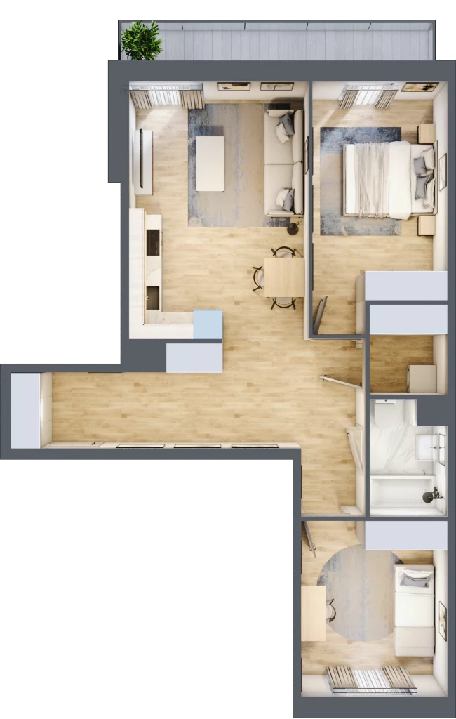 3 pokoje, mieszkanie 67,87 m², piętro 3, oferta nr F/57, Apartamenty Park Matecznego bud. F i G, Kraków, Podgórze, Mateczny, ul. Rydlówka / Nowoorawska