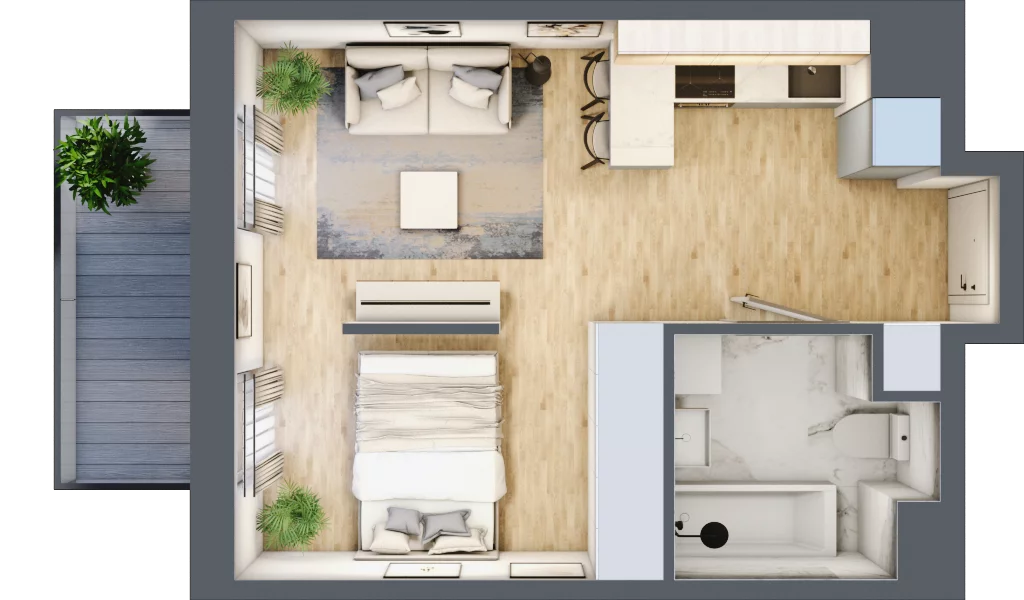 1 pokój, mieszkanie 30,70 m², piętro 2, oferta nr F/66, Apartamenty Park Matecznego bud. F i G, Kraków, Podgórze, Mateczny, ul. Rydlówka / Nowoorawska