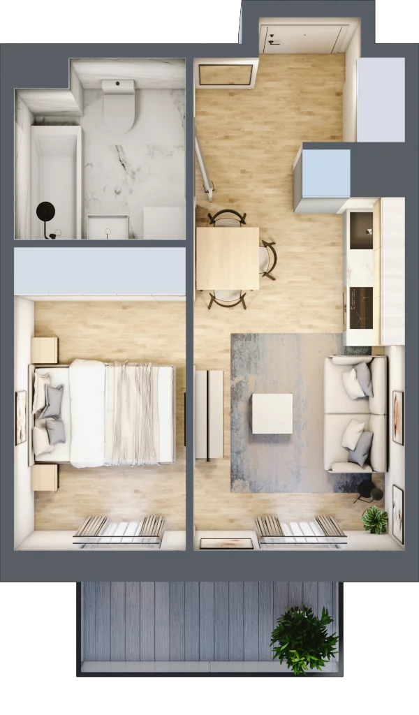 2 pokoje, mieszkanie 30,38 m², piętro 1, oferta nr F/35, Apartamenty Park Matecznego bud. F i G, Kraków, Podgórze, Mateczny, ul. Rydlówka / Nowoorawska