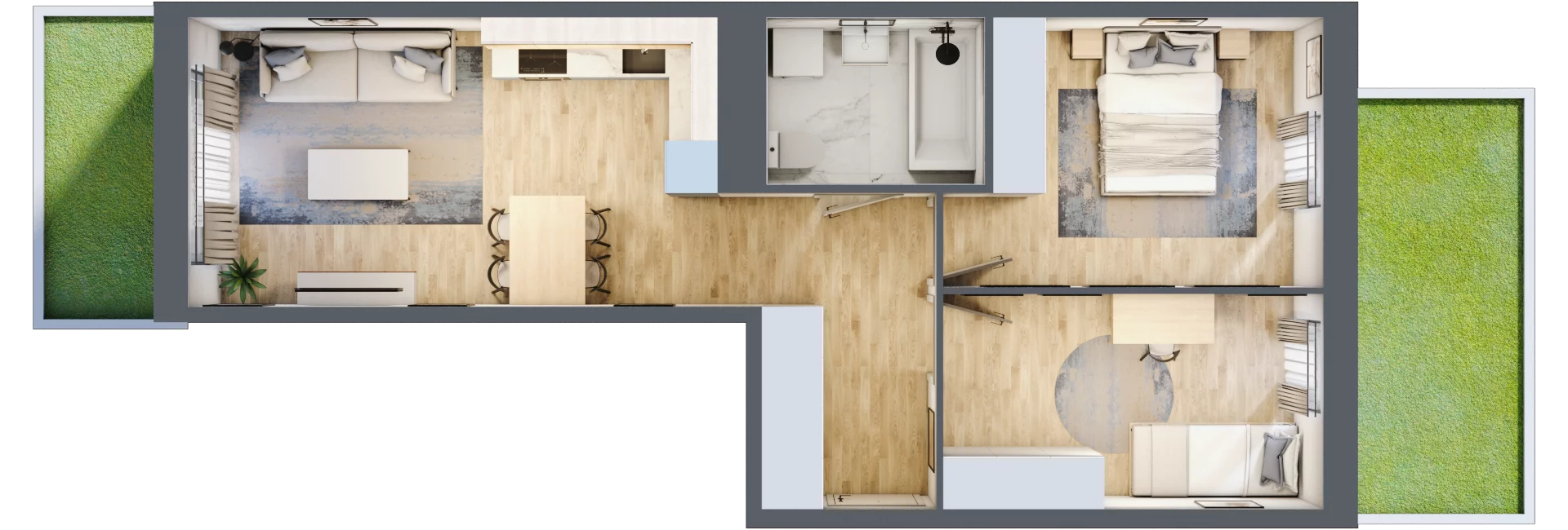 3 pokoje, mieszkanie 53,27 m², parter, oferta nr F/60, Apartamenty Park Matecznego bud. F i G, Kraków, Podgórze, Mateczny, ul. Rydlówka / Nowoorawska