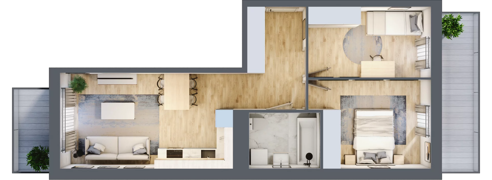 3 pokoje, mieszkanie 55,12 m², piętro 1, oferta nr F/61, Apartamenty Park Matecznego bud. F i G, Kraków, Podgórze, Mateczny, ul. Rydlówka / Nowoorawska