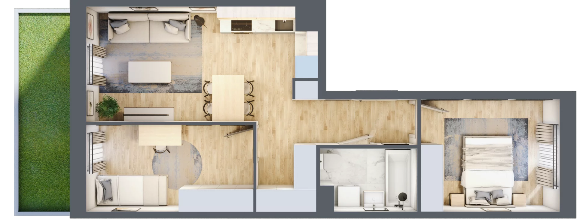 3 pokoje, mieszkanie 51,93 m², parter, oferta nr F/47, Apartamenty Park Matecznego bud. F i G, Kraków, Podgórze, Mateczny, ul. Rydlówka / Nowoorawska
