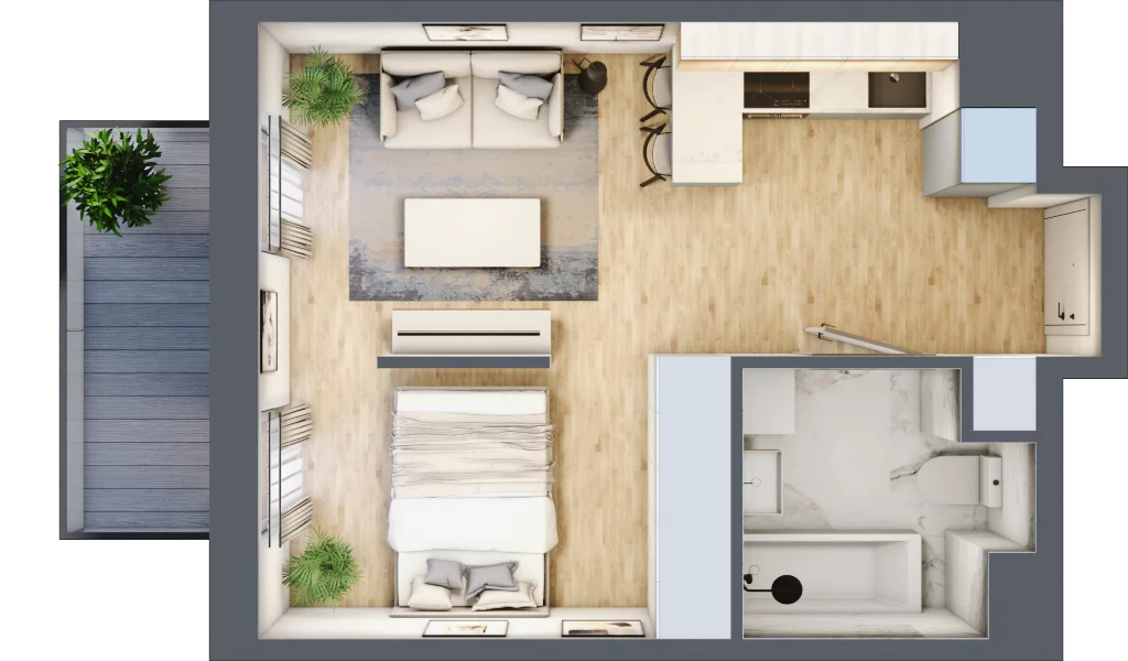 1 pokój, mieszkanie 30,70 m², piętro 1, oferta nr F/62, Apartamenty Park Matecznego bud. F i G, Kraków, Podgórze, Mateczny, ul. Rydlówka / Nowoorawska