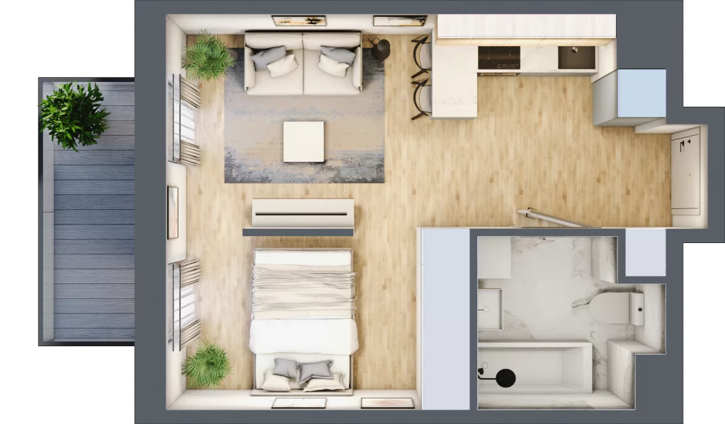 1 pokój, mieszkanie 30,65 m², piętro 2, oferta nr F/9, Apartamenty Park Matecznego bud. F i G, Kraków, Podgórze, Mateczny, ul. Rydlówka / Nowoorawska