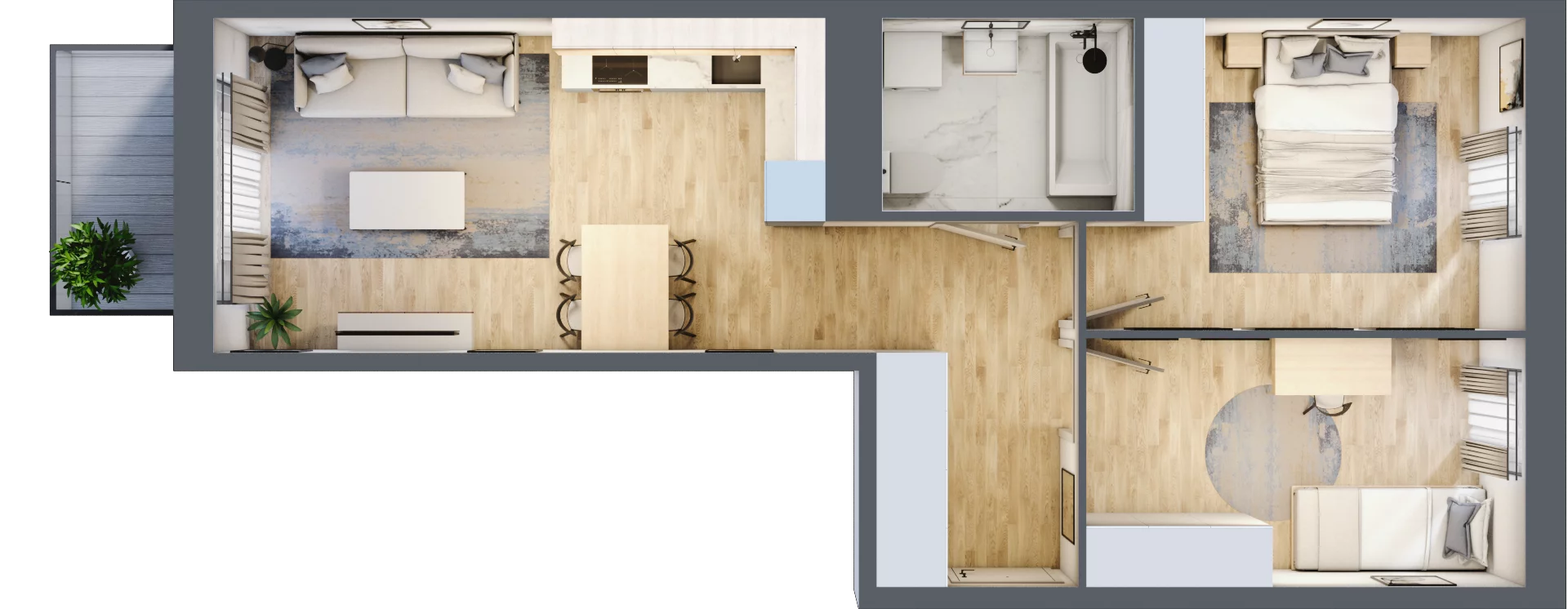 3 pokoje, mieszkanie 54,69 m², piętro 2, oferta nr F/68, Apartamenty Park Matecznego bud. F i G, Kraków, Podgórze, Mateczny, ul. Rydlówka / Nowoorawska
