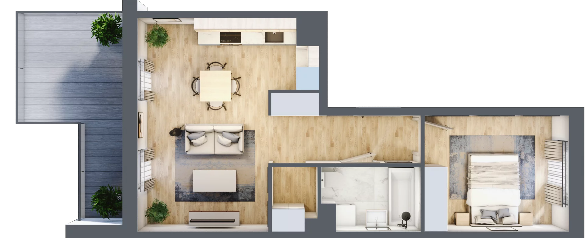 2 pokoje, apartament 44,97 m², piętro 2, oferta nr F/53, Apartamenty Park Matecznego bud. F i G, Kraków, Podgórze, Mateczny, ul. Rydlówka / Nowoorawska