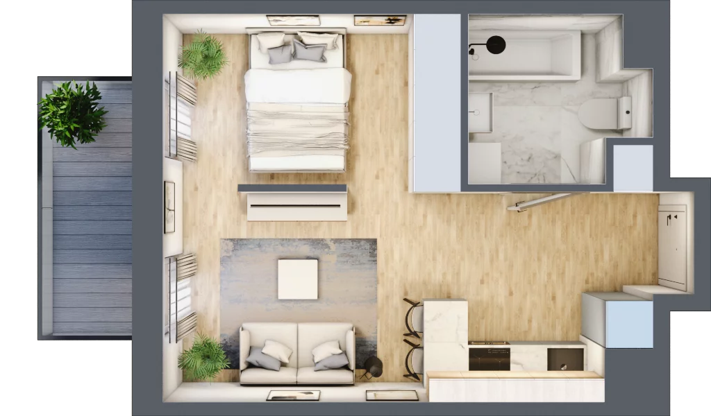 1 pokój, mieszkanie 30,70 m², piętro 2, oferta nr F/67, Apartamenty Park Matecznego bud. F i G, Kraków, Podgórze, Mateczny, ul. Rydlówka / Nowoorawska