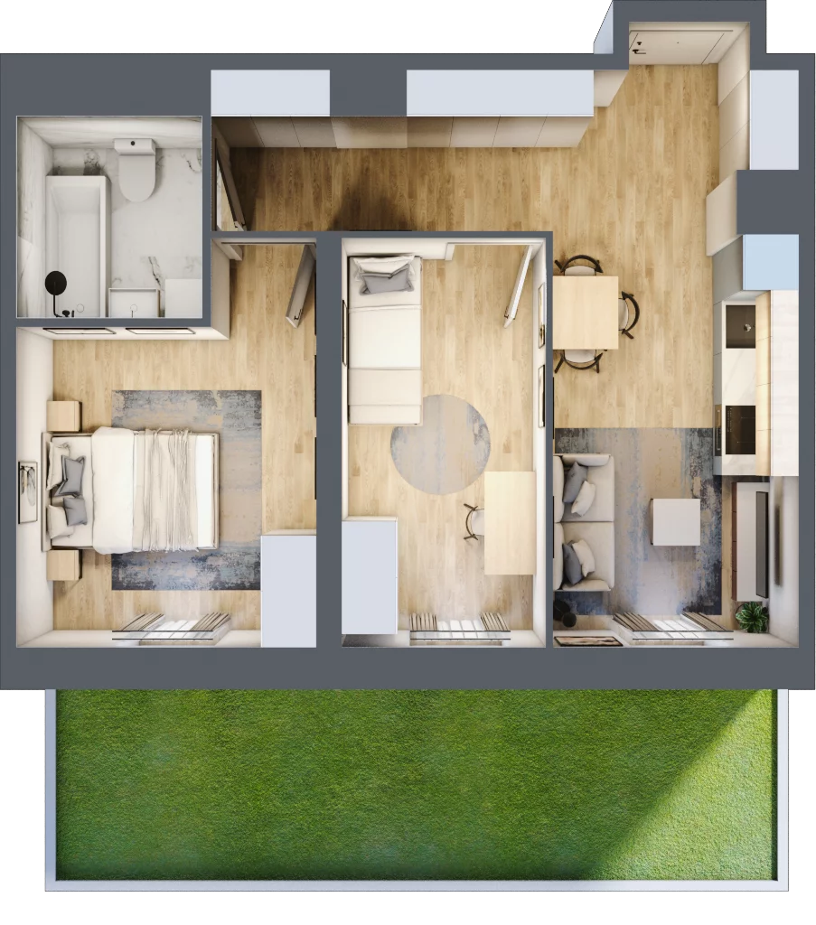 3 pokoje, apartament 48,77 m², parter, oferta nr G/32, Apartamenty Park Matecznego bud. F i G, Kraków, Podgórze, Mateczny, ul. Rydlówka / Nowoorawska