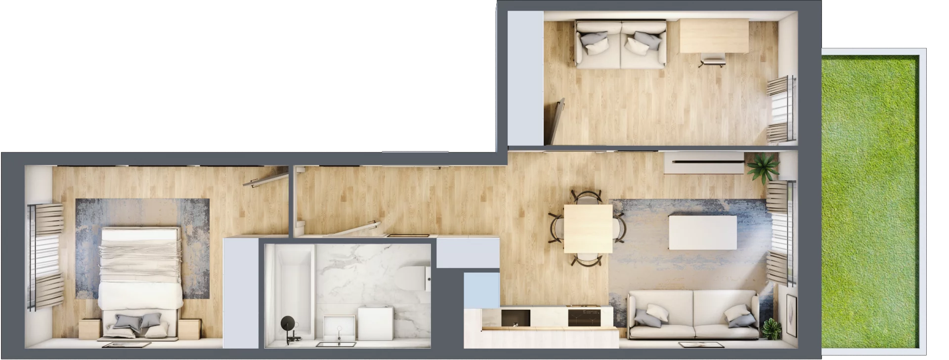 3 pokoje, mieszkanie 48,58 m², parter, oferta nr G/15, Apartamenty Park Matecznego bud. F i G, Kraków, Podgórze, Mateczny, ul. Rydlówka / Nowoorawska