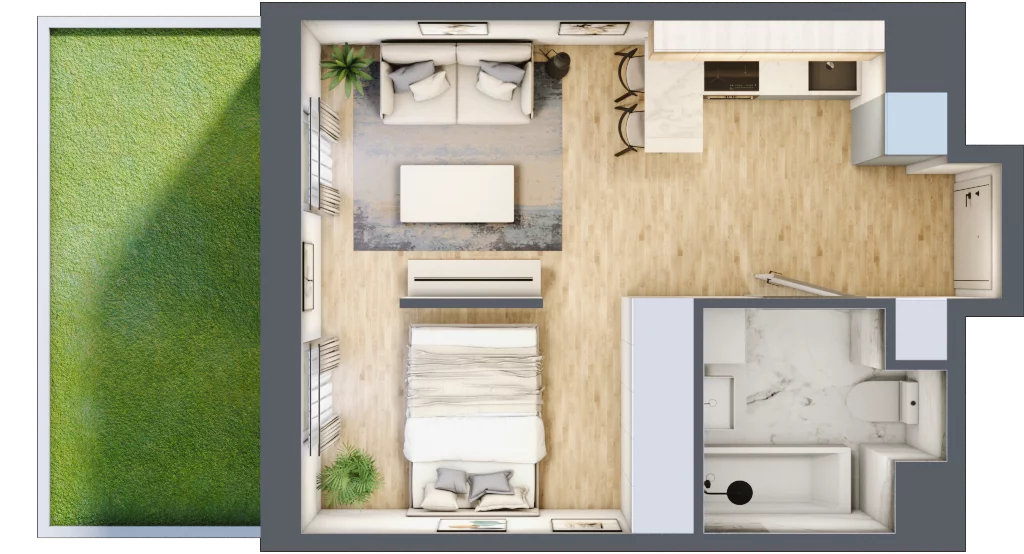 1 pokój, mieszkanie 29,86 m², parter, oferta nr G/2, Apartamenty Park Matecznego bud. F i G, Kraków, Podgórze, Mateczny, ul. Rydlówka / Nowoorawska