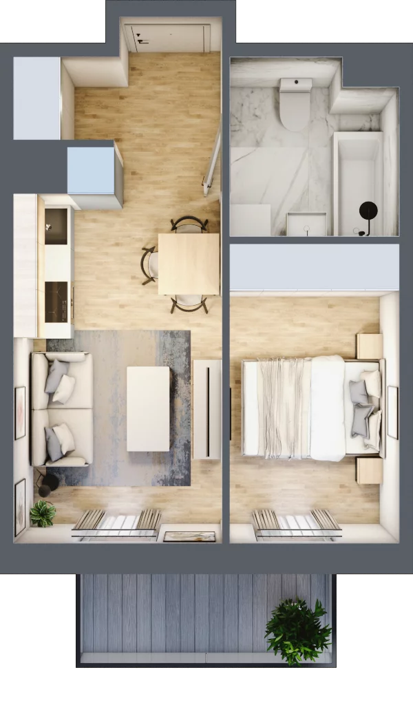 2 pokoje, mieszkanie 30,38 m², piętro 1, oferta nr G/34, Apartamenty Park Matecznego bud. F i G, Kraków, Podgórze, Mateczny, ul. Rydlówka / Nowoorawska