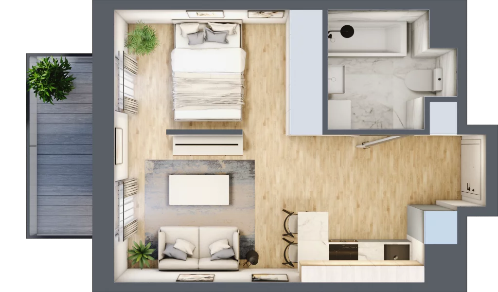 1 pokój, mieszkanie 30,62 m², piętro 1, oferta nr G/6, Apartamenty Park Matecznego bud. F i G, Kraków, Podgórze, Mateczny, ul. Rydlówka / Nowoorawska