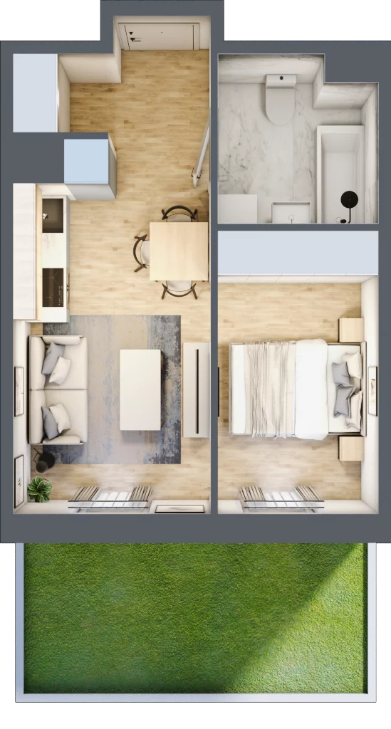 2 pokoje, mieszkanie 29,64 m², parter, oferta nr G/31, Apartamenty Park Matecznego bud. F i G, Kraków, Podgórze, Mateczny, ul. Rydlówka / Nowoorawska