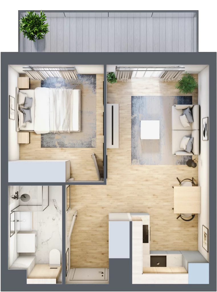 2 pokoje, mieszkanie 35,06 m², piętro 1, oferta nr A/8, Osiedle Wilno 7.3.2, Warszawa, Targówek, Elsnerów, ul. Montwiłłowska