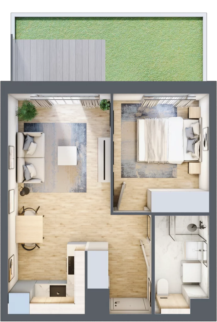 2 pokoje, mieszkanie 35,15 m², parter, oferta nr A/159, Osiedle Wilno 7.3.2, Warszawa, Targówek, Elsnerów, ul. Montwiłłowska