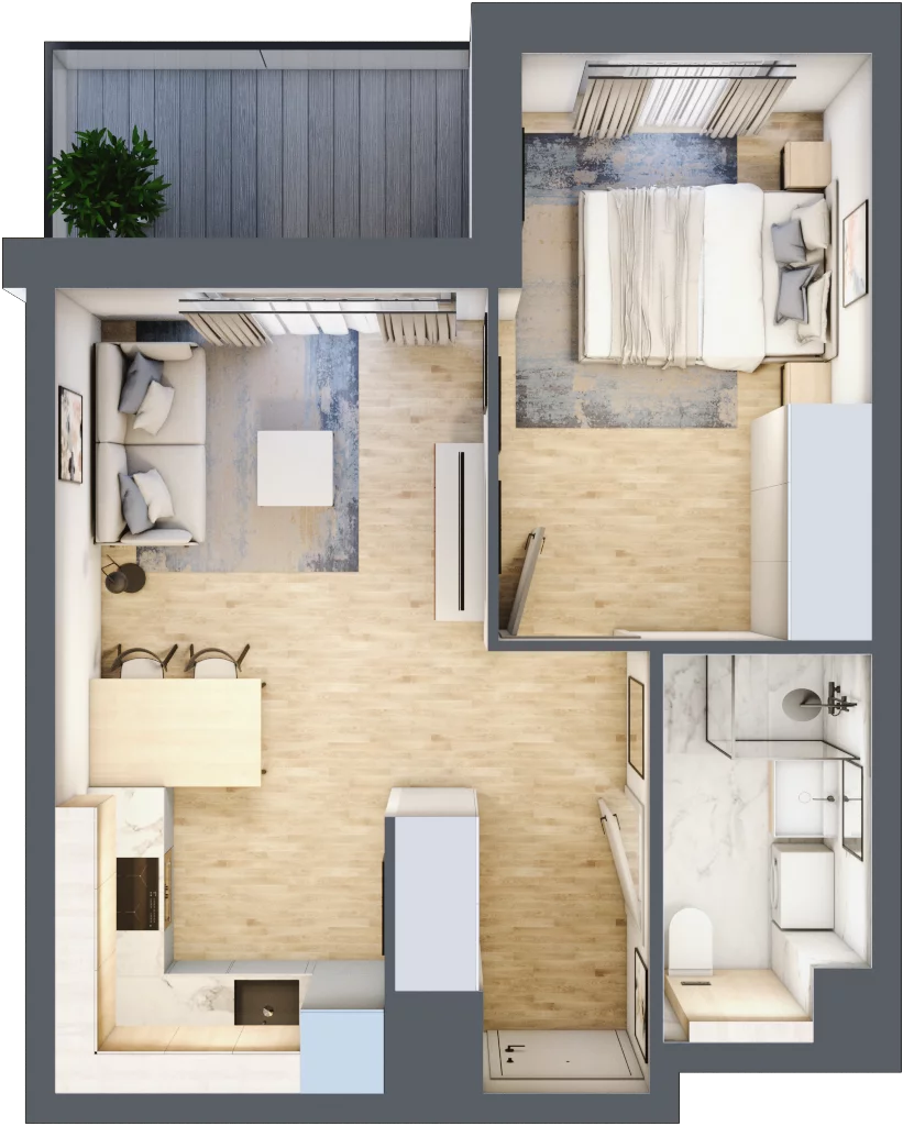 2 pokoje, mieszkanie 36,46 m², piętro 2, oferta nr A/118, Osiedle Wilno 7.3.2, Warszawa, Targówek, Elsnerów, ul. Montwiłłowska