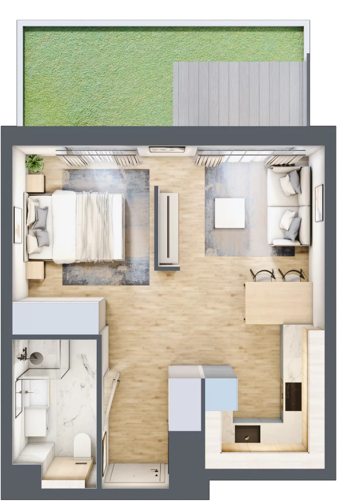1 pokój, mieszkanie 34,39 m², parter, oferta nr A/157, Osiedle Wilno 7.3.2, Warszawa, Targówek, Elsnerów, ul. Montwiłłowska