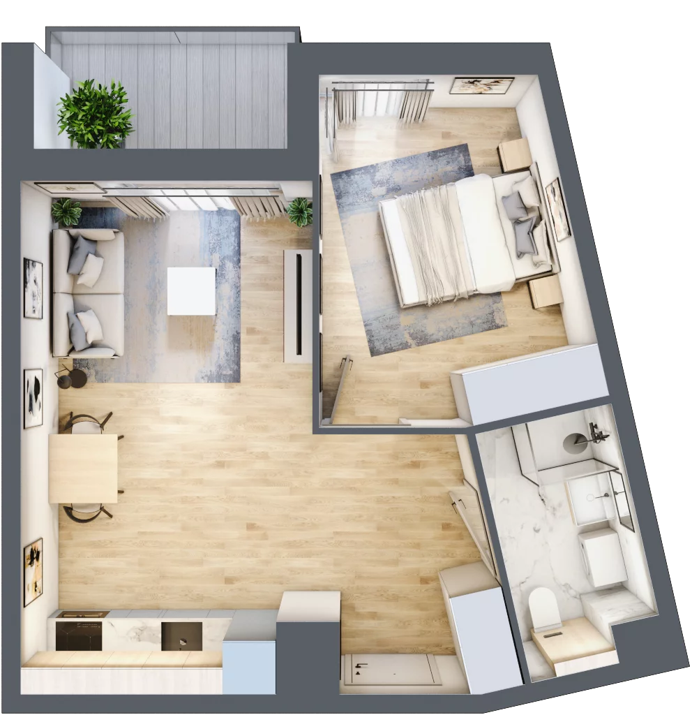2 pokoje, mieszkanie 40,08 m², piętro 2, oferta nr A/81, Osiedle Wilno 7.3.2, Warszawa, Targówek, Elsnerów, ul. Montwiłłowska