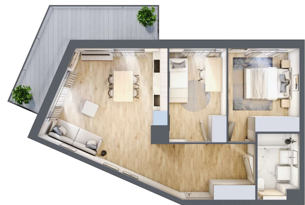 3 pokoje, mieszkanie 56,43 m², piętro 1, oferta nr A/165, Osiedle Wilno 7.3.2, Warszawa, Targówek, Elsnerów, ul. Montwiłłowska