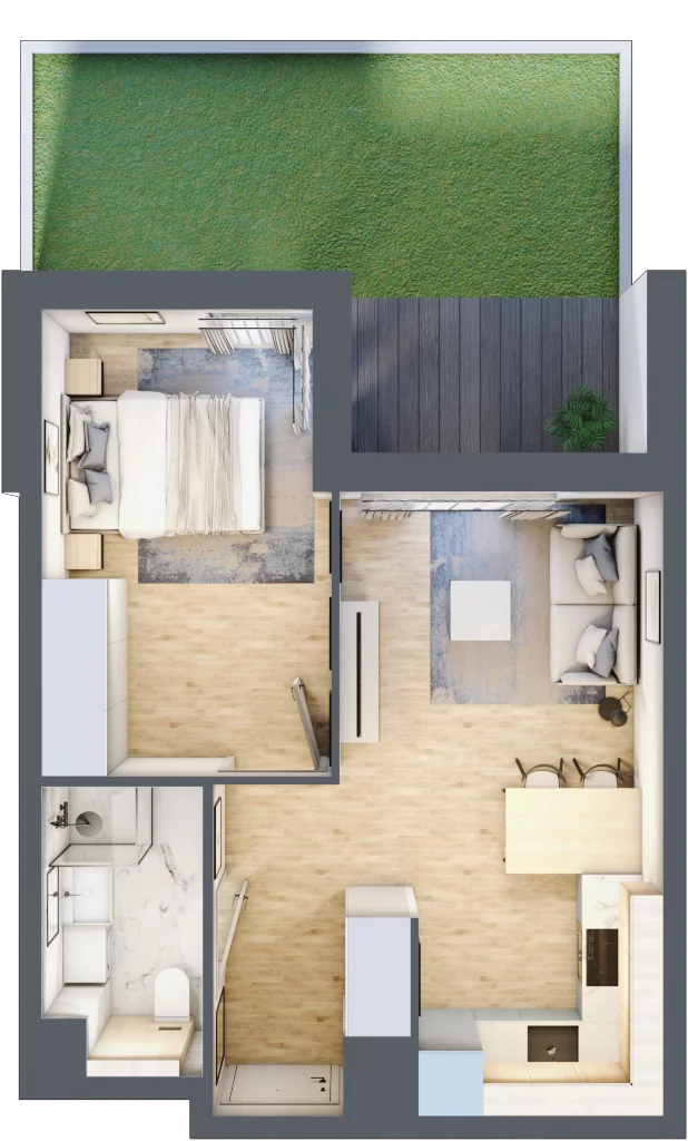 2 pokoje, mieszkanie 35,86 m², parter, oferta nr A/96, Osiedle Wilno 7.3.2, Warszawa, Targówek, Elsnerów, ul. Montwiłłowska