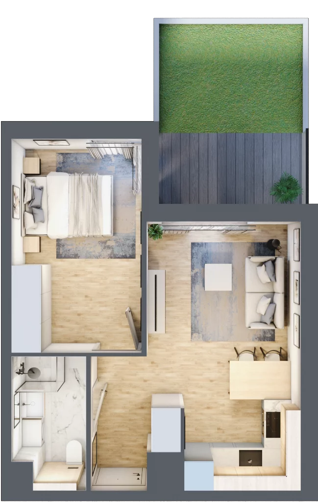 2 pokoje, mieszkanie 36,95 m², parter, oferta nr A/160, Osiedle Wilno 7.3.2, Warszawa, Targówek, Elsnerów, ul. Montwiłłowska