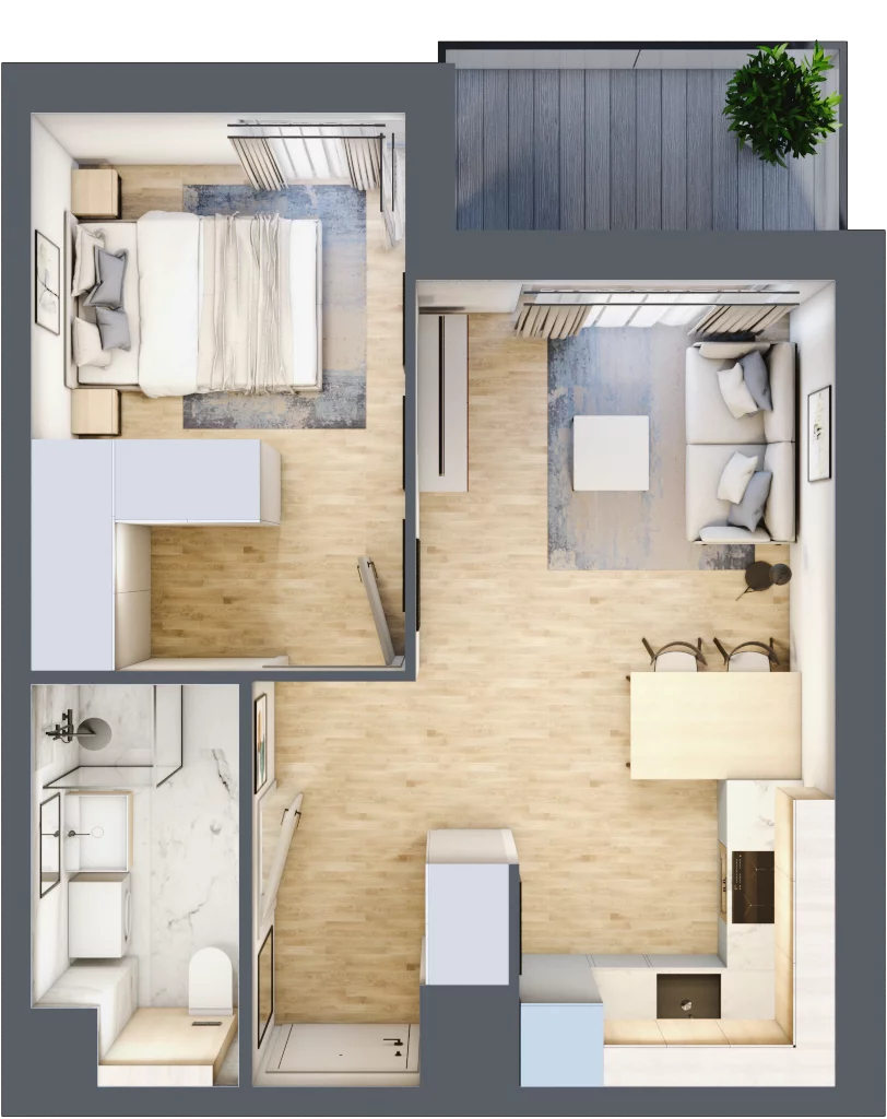 2 pokoje, mieszkanie 35,33 m², piętro 2, oferta nr A/182, Osiedle Wilno 7.3.2, Warszawa, Targówek, Elsnerów, ul. Montwiłłowska