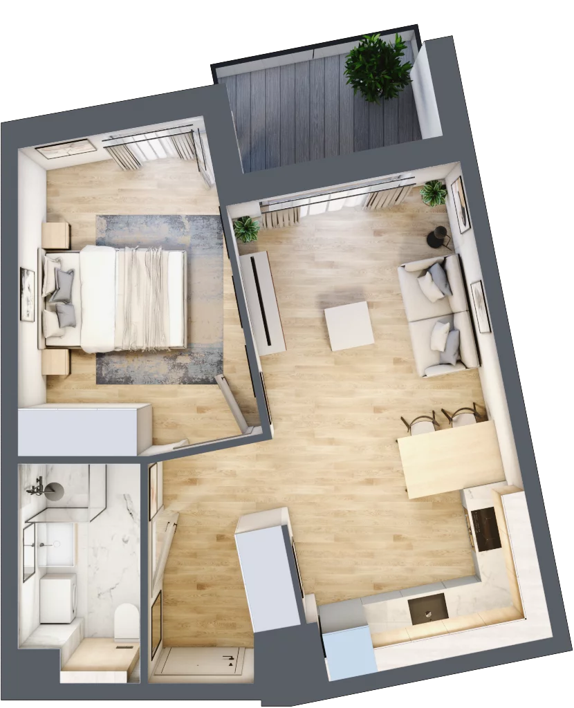 2 pokoje, mieszkanie 38,29 m², piętro 3, oferta nr A/20, Osiedle Wilno 7.3.2, Warszawa, Targówek, Elsnerów, ul. Montwiłłowska