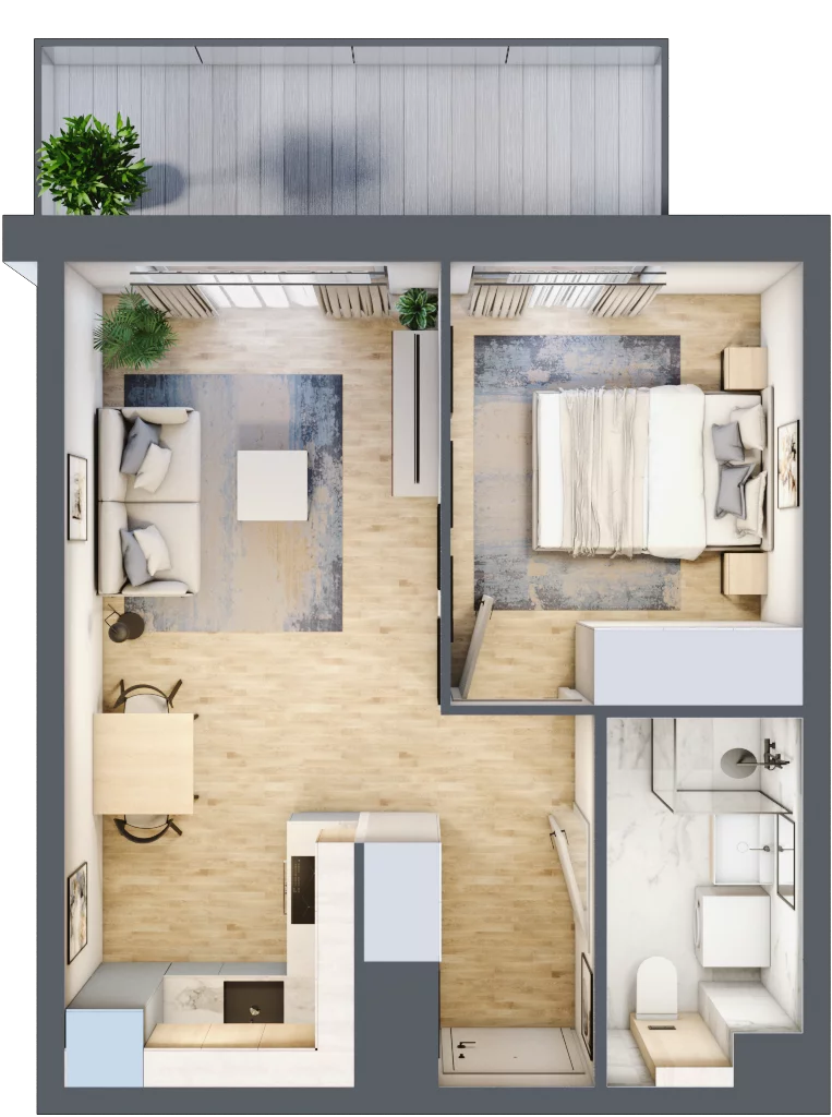 2 pokoje, mieszkanie 35,78 m², piętro 1, oferta nr A/32, Osiedle Wilno 7.3.2, Warszawa, Targówek, Elsnerów, ul. Montwiłłowska