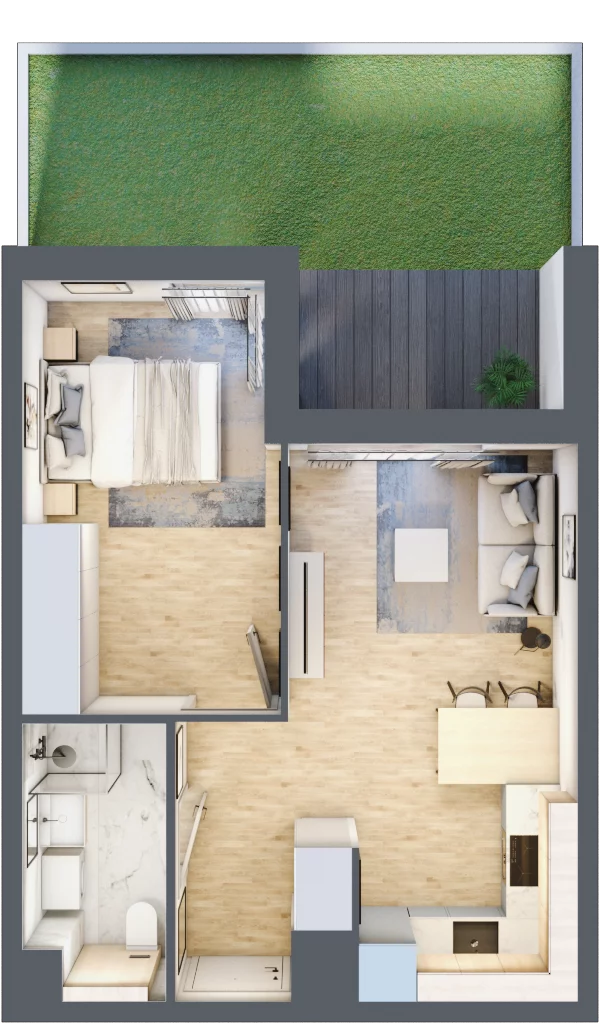 2 pokoje, mieszkanie 36,44 m², parter, oferta nr A/95, Osiedle Wilno 7.3.2, Warszawa, Targówek, Elsnerów, ul. Montwiłłowska