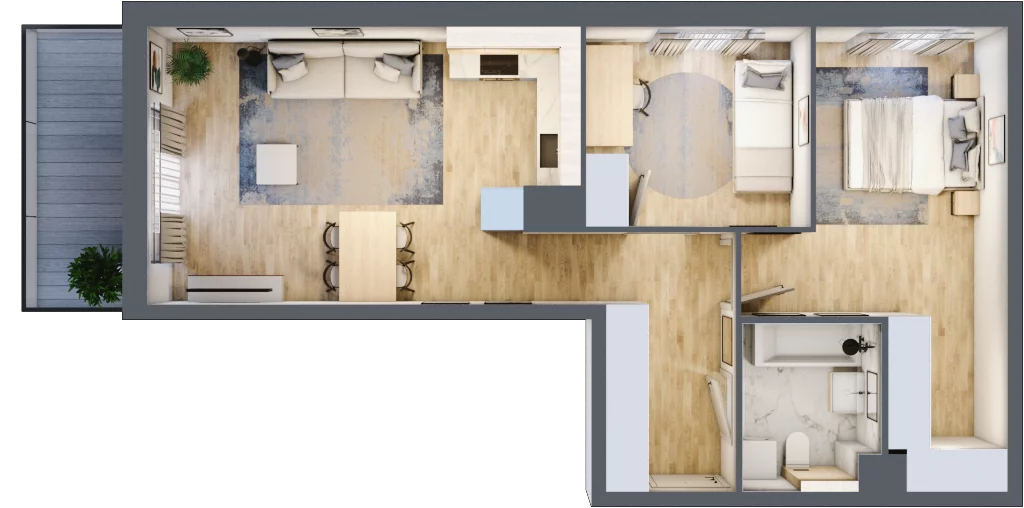 3 pokoje, mieszkanie 61,57 m², piętro 1, oferta nr A/9, Osiedle Wilno 7.3.2, Warszawa, Targówek, Elsnerów, ul. Montwiłłowska