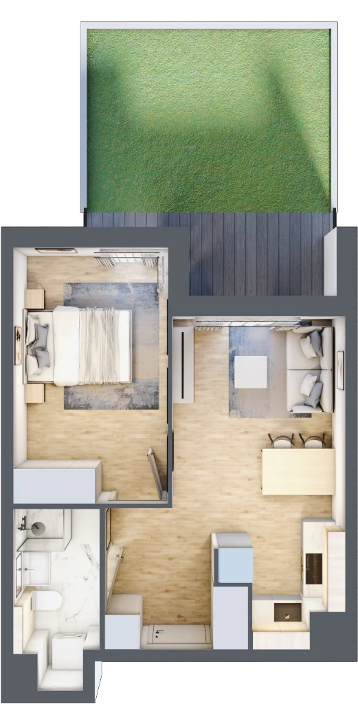 2 pokoje, mieszkanie 36,22 m², parter, oferta nr A/161, Osiedle Wilno 7.3.2, Warszawa, Targówek, Elsnerów, ul. Montwiłłowska