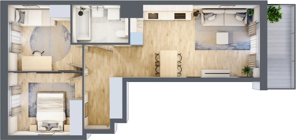 3 pokoje, mieszkanie 55,96 m², piętro 1, oferta nr A/30, Osiedle Wilno 7.3.2, Warszawa, Targówek, Elsnerów, ul. Montwiłłowska