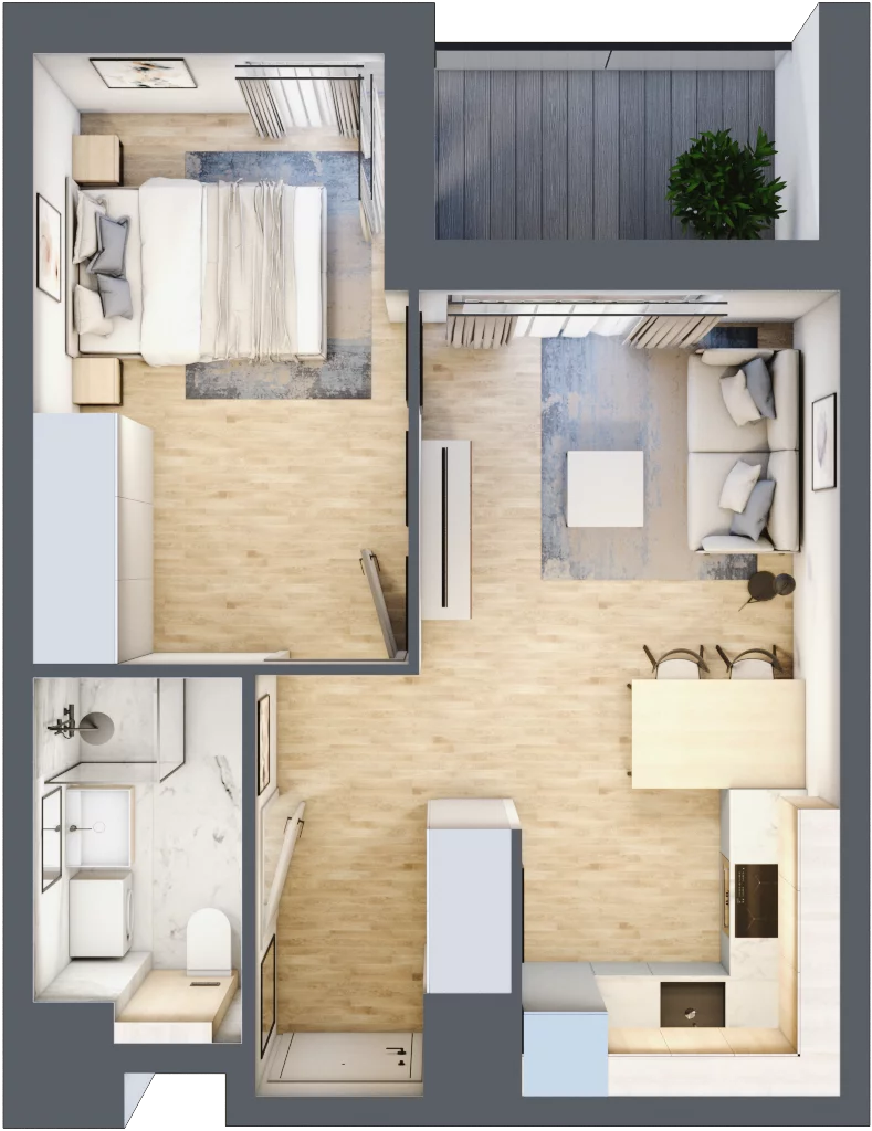 2 pokoje, mieszkanie 35,76 m², piętro 3, oferta nr A/134, Osiedle Wilno 7.3.2, Warszawa, Targówek, Elsnerów, ul. Montwiłłowska