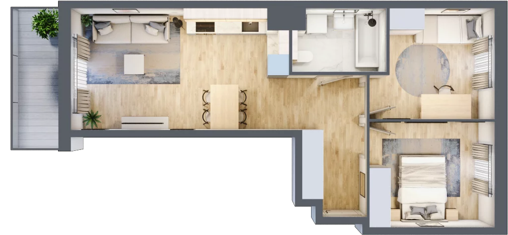 3 pokoje, mieszkanie 55,96 m², piętro 1, oferta nr A/48, Osiedle Wilno 7.3.2, Warszawa, Targówek, Elsnerów, ul. Montwiłłowska