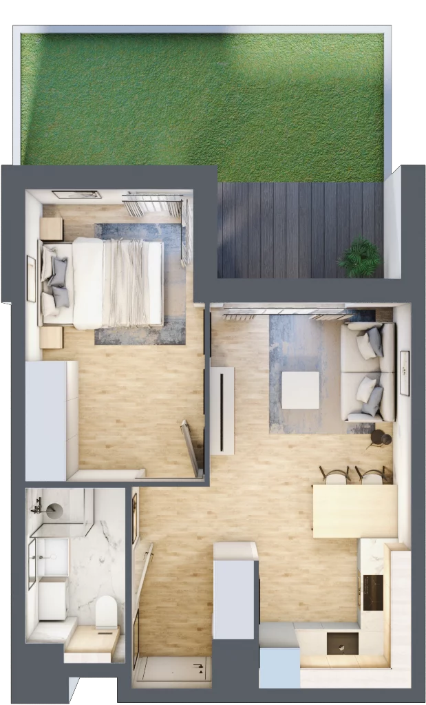 2 pokoje, mieszkanie 35,75 m², parter, oferta nr A/98, Osiedle Wilno 7.3.2, Warszawa, Targówek, Elsnerów, ul. Montwiłłowska