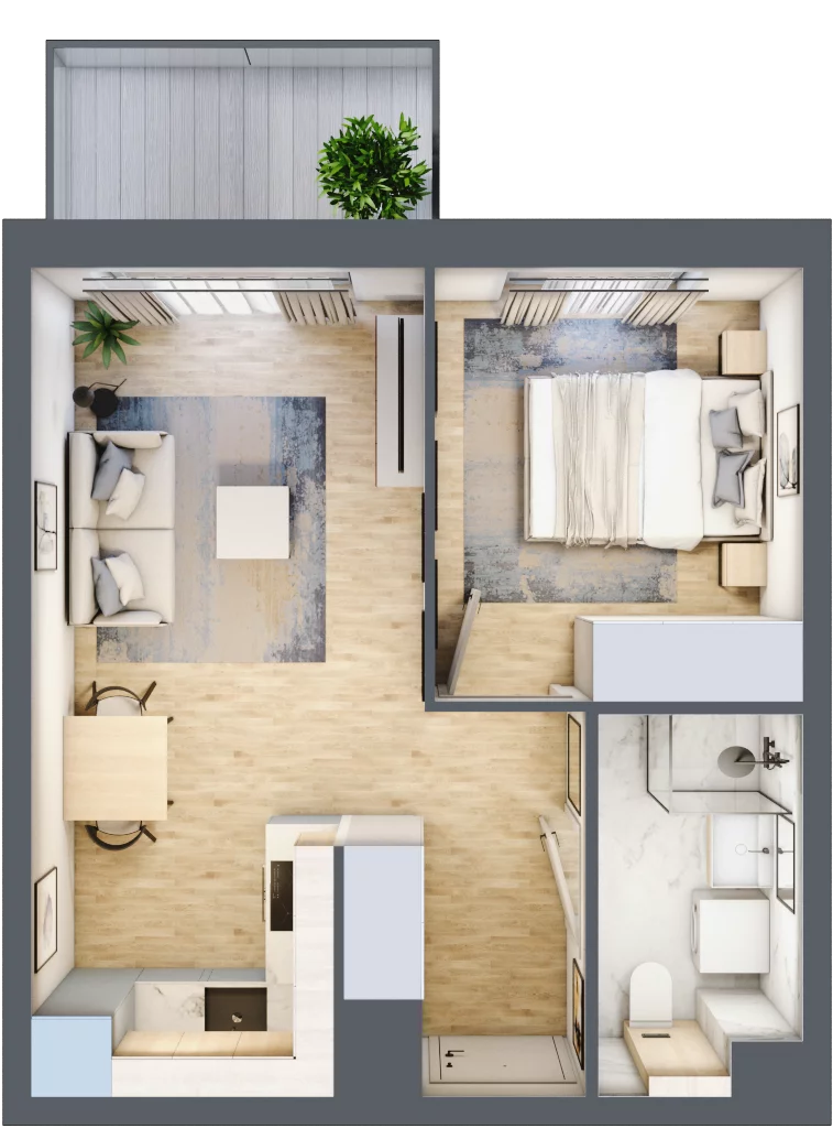 2 pokoje, mieszkanie 34,49 m², piętro 1, oferta nr A/143, Osiedle Wilno 7.3.2, Warszawa, Targówek, Elsnerów, ul. Montwiłłowska