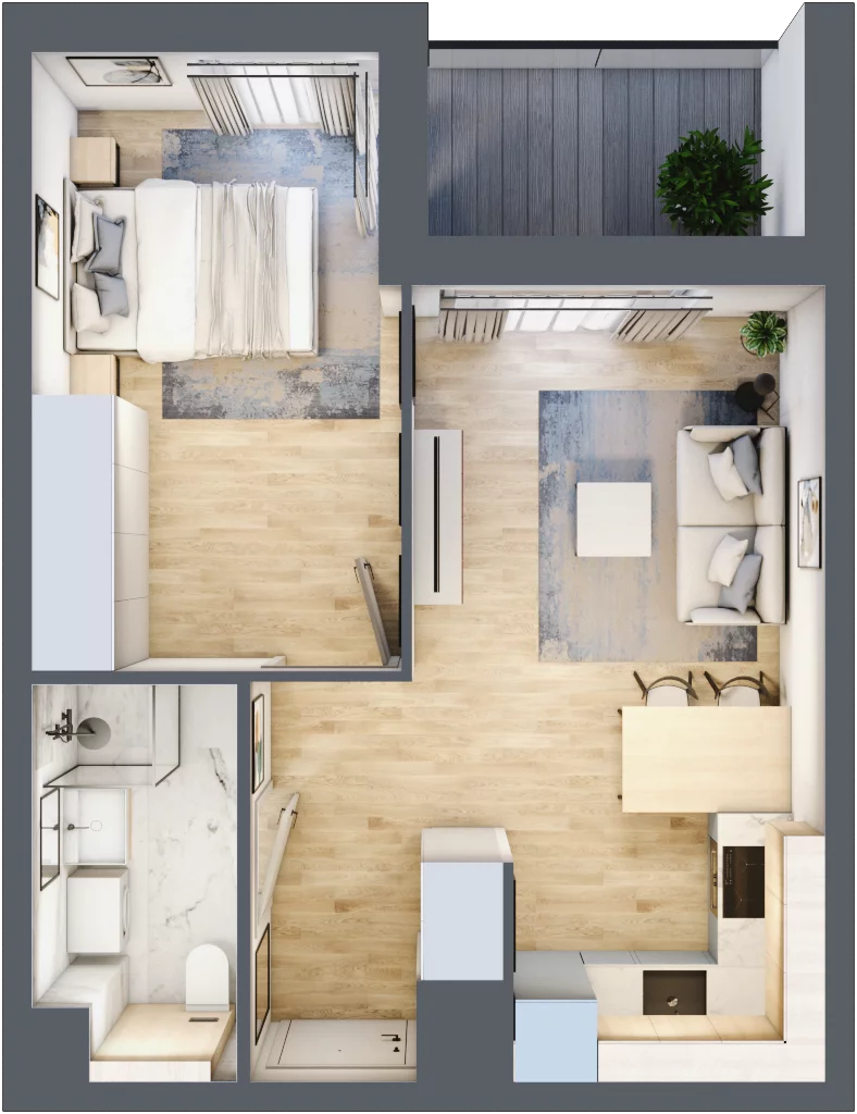 2 pokoje, mieszkanie 36,38 m², piętro 3, oferta nr A/85, Osiedle Wilno 7.3.2, Warszawa, Targówek, Elsnerów, ul. Montwiłłowska