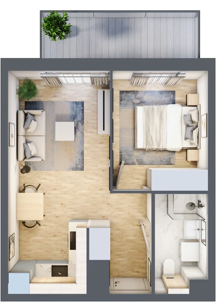 2 pokoje, mieszkanie 35,78 m², piętro 1, oferta nr A/46, Osiedle Wilno 7.3.2, Warszawa, Targówek, Elsnerów, ul. Montwiłłowska